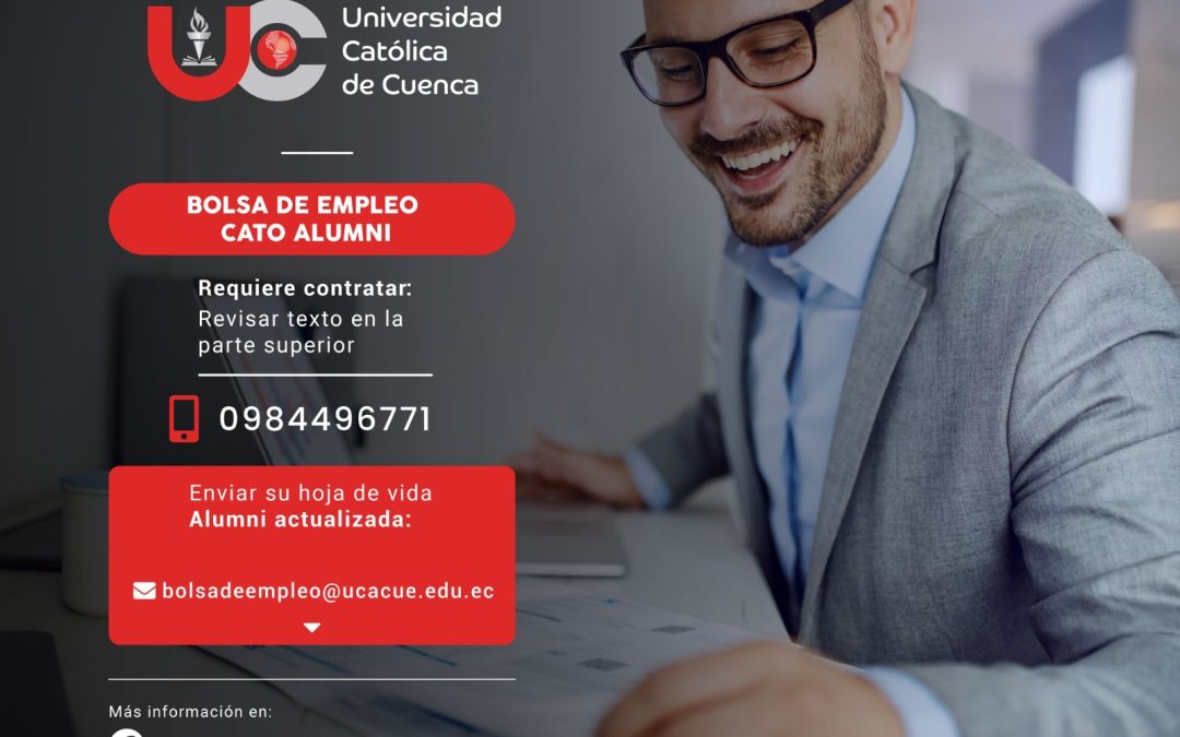 Reconocida marca de vehículos livianos, requiere contratar para la ciudad de Cuenca, profesional en Administración, Comercial, Negociación y Ventas o afines, Graduado/a en la Universidad Católica de Cuenca, para el cargo de ASESOR DE REPUESTOS.