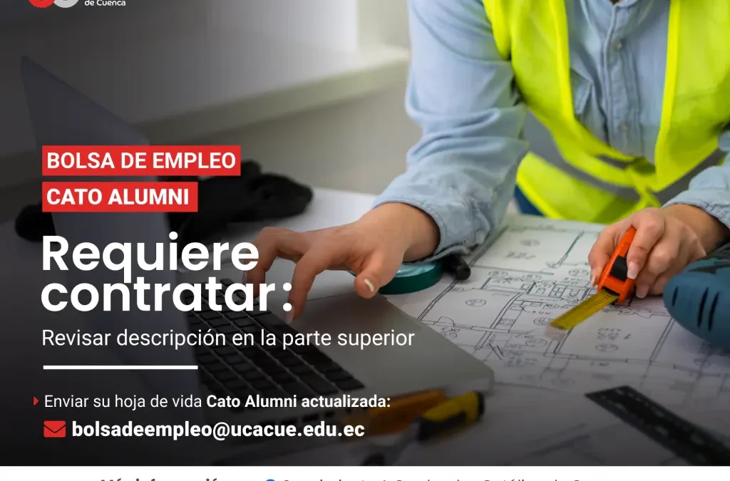 Importante Empresa de Construcción, requiere contratar para la ciudad de Yantzaza, profesional Ingeniero Civil, Ingeniero Industrial o afines, Graduado/a en la Universidad Católica de Cuenca, para el Cargo de Control de proyectos / Planner.