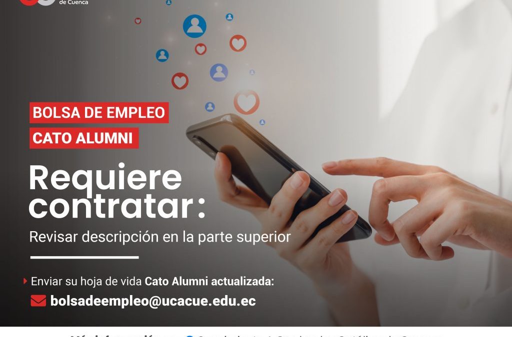 Importante Empresa Agroindustrial, requiere contratar para la ciudad de La Troncal, profesional en Comunicación Social, Periodismo o afines, Graduado/a en la Universidad Católica de Cuenca, para el cargo de Analista de Comunicación.