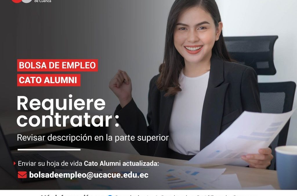 Importante Empresa dedicada al mantenimiento y reparación de celulares, requiere contratar para la ciudad de Azogues, profesional Ingeniero en: Contabilidad y Auditoría/ Administración de Empresas/ Comercial o afines, Graduado/a en la Universidad Católica de Cuenca, para el cargo de AUXILIAR CONTABLE ADMINISTRATIVO.